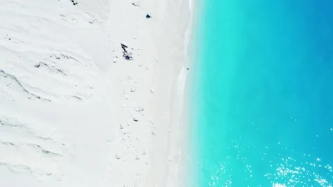 Drone view of scenic beach with white sand and turquoise sea, Greek islands. Stock Footage 158330463
