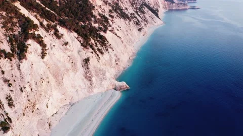 Drone view of scenic beach with white sand and turquoise sea, Greek islands. Stock Footage 158332257