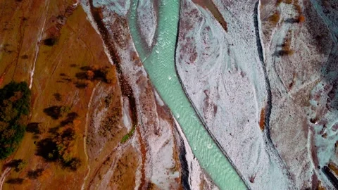 Drone view of a scenic mountain valley with rivers in Georgia country Stock Footage 224916997