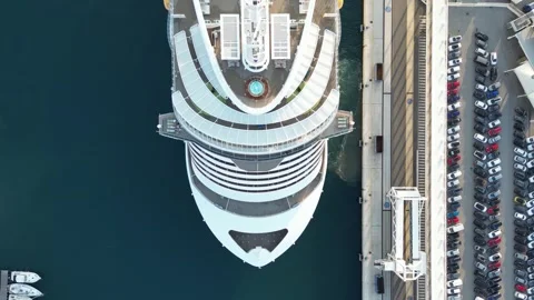 Drone view of the sea bay into which the cruise liner enters. Stock-Footage 252553903