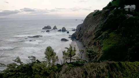 Drone view of sea waves and cliff Stock Footage 320496555