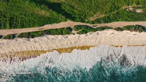 Drone view of sea waves and coastline, coast route. Mediterranean sea Stock Footage 327154909