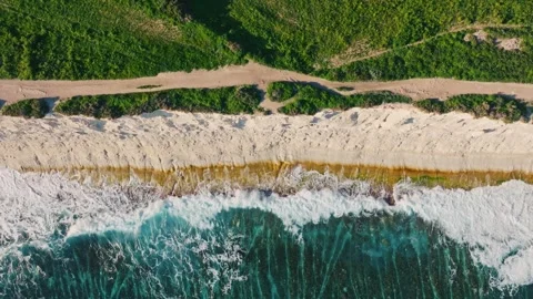 Drone view of sea waves and coastline. Mediterranean sea Vídeos de archivo 327154941