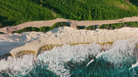 Drone view of sea waves and coastline, coast route. Mediterranean sea Видео 327154943