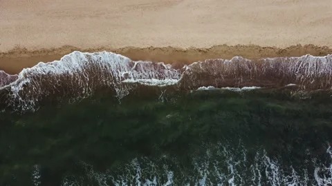 Drone view to the sea waves. Cloudy, stormy weather. Black Sea. Video stock 160421777