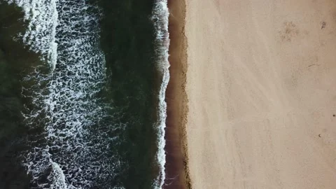 Drone view to the sea waves. Cloudy. vertical orientation for mobile phone Stock Footage 160422328