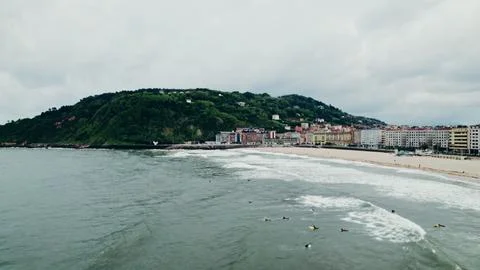 Drone view of the seaside town Stock Photos