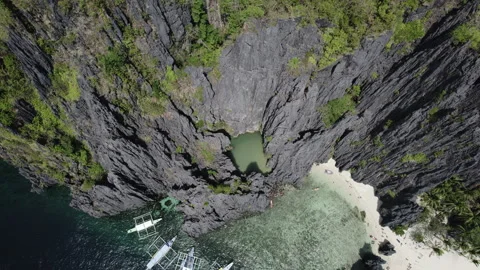 Drone view of a secret lagoon in the Philippines Stock Footage 271630831