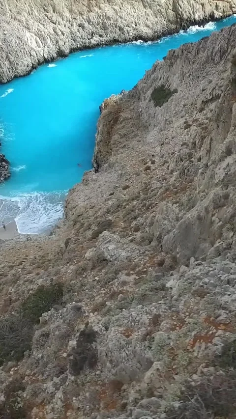 Drone view of Seitan Limania beach in Crete. Vídeos de archivo 334010271