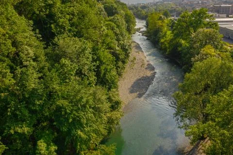Drone view of the Serio river Foto stock