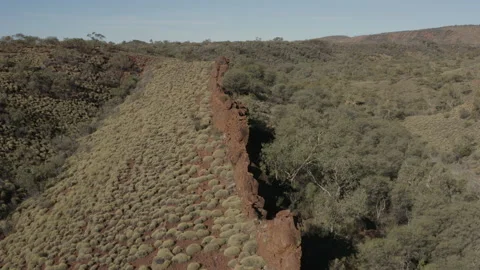 Drone view of a sharp, wall on a ridgeline Stock Footage 191038727