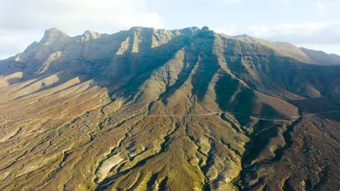 Drone view of the shore and hills in Cofete. Stock Footage 292004590