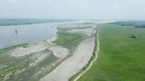 Drone view shot of asian largest river island majuli  Island Video stock 305256229