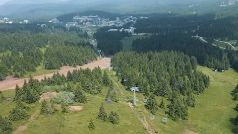 Drone View Showcasing a Mountain Ski Lift in Summer Video stock 139265266