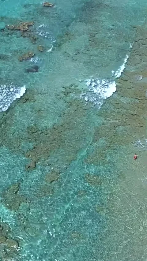 Drone view shows Lakki Beach in Crete with clear blue water and visitors. Vídeos de archivo 335042712