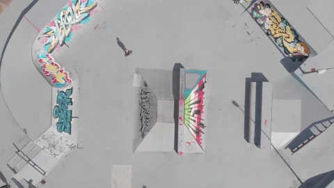 Drone view of a skatepark Stock Footage 150338452