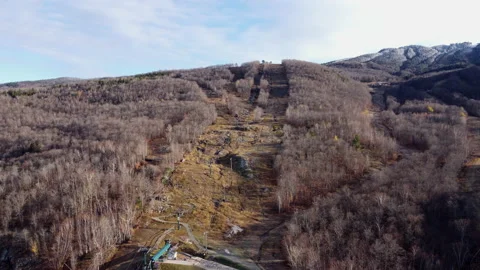 Drone view of a ski slope in the fall season 4K Stock Footage 204823271