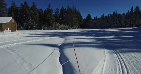 Drone view of a ski trail, Puy de Sancy, France Stock Footage 131816180