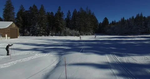 Drone view of a ski trail, Puy de Sancy, France Stock Footage 131816374
