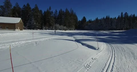 Drone view of a ski trail, Sancy, France Video stock 131816174
