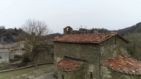 Drone view of small Baroque chapel of the 17th century Stock Footage 102214836