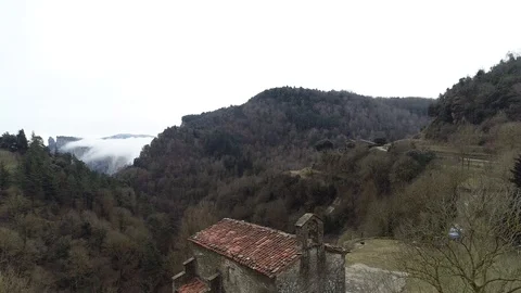 Drone view of small Baroque chapel of the 17th century Stock Footage 102214869