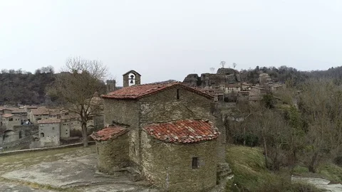 Drone view of small Baroque chapel of the 17th century Stock Footage 102214871