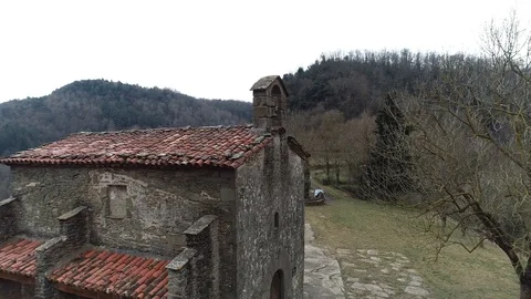 Drone view of small Baroque chapel of the 17th century Stock Footage 102214957