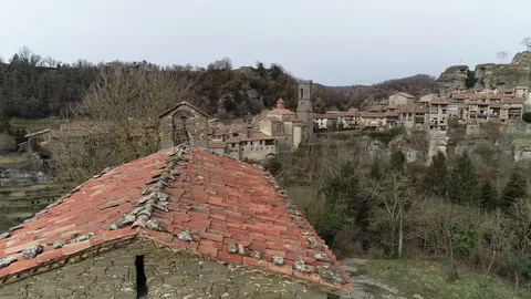 Drone view of small Baroque chapel of the 17th century Stock Footage 102215003