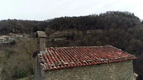 Drone view of small Baroque chapel of the 17th century Stock Footage 102215029