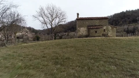 Drone view of small Baroque chapel of the 17th century Stock Footage 102215056