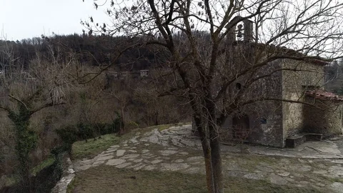 Drone view of small Baroque chapel of the 17th century Stock Footage 102215142