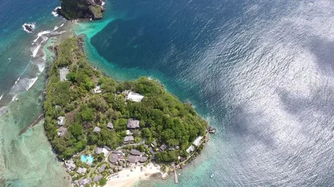 Drone view of small beautiful Young Island in St. Vincent and the Grenadines Stock Footage 89593103