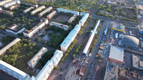 Drone view of a small town on the lake shore Stock Footage 201809771