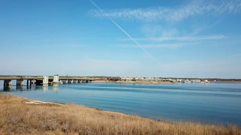 Drone view of Smith Point Beach Long Island Stock Footage 106042562