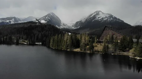 Drone view of snow-capped mountains Stock Footage 236728030