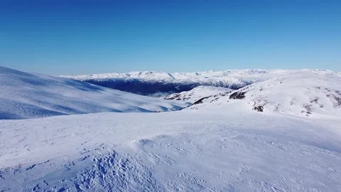 Drone View of a Snow Covered Vikafjell, Norway. View of Sognefjorden/Arnafjorden Stock Footage 234515788