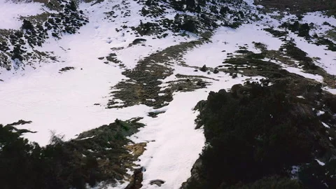 Drone view of snowed mountain range in Ordino. Stock Footage 288190231