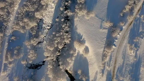Drone view snowy landscape Stock Footage 306050236