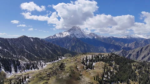 Drone View of Snowy Mountain Landscape in Kuqa Xinjiang China Stock Footage 341602234