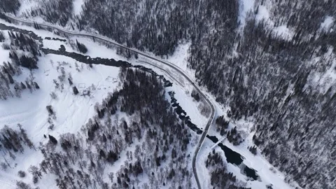 Drone View of Snowy Mountain Landscape in Habahe Xinjiang China Stock Footage 341615729