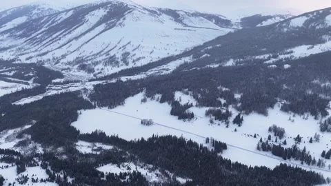 Drone View of Snowy Mountain Landscape in Habahe Xinjiang China Stock Footage 341643315
