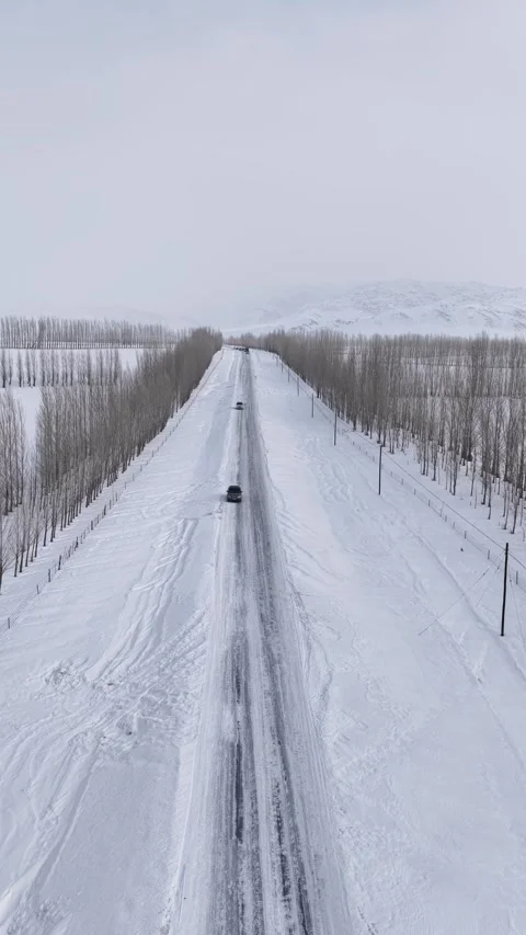 Drone View of Snowy Mountain Landscape in Habahe Xinjiang China Stock Footage 341648051