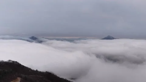 Drone View of Snowy Mountain Landscape in Yuexi Anhui China Stock Footage 341649261