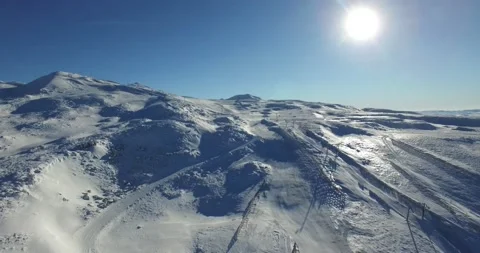 Drone view of snowy mountains and snow (Chastreix Sancy) Stock Footage 131815013