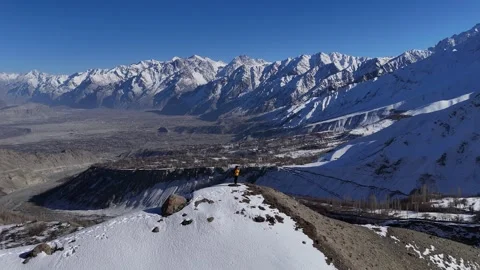 Drone View of Snowy Skardu, Gilgit-Baltistan, Pakistan Stock Footage 345780398