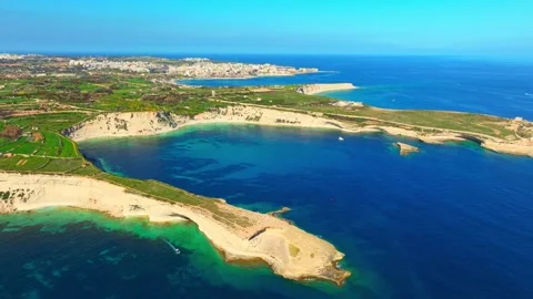 Drone view of south part of Malta island. Cliffs, rocks, sea Stock Footage 329773671