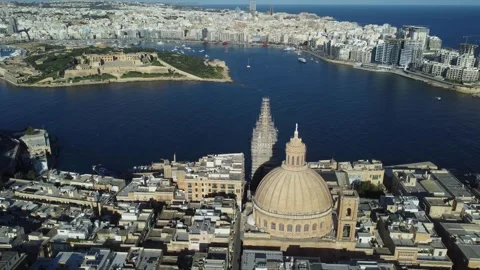 Drone view of St. Paul's Cathedral, Valletta Malta. Stock Footage 247319732