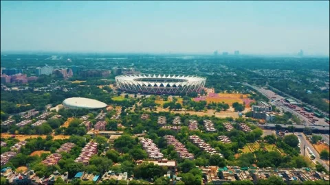 Drone view of the stadium of India Stock Footage 163795978