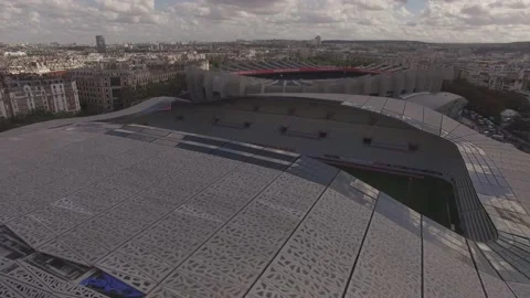 Drone view of stadium Parc des Princes and stadium Jean Bouin (Paris, France) Stock Footage 131308928